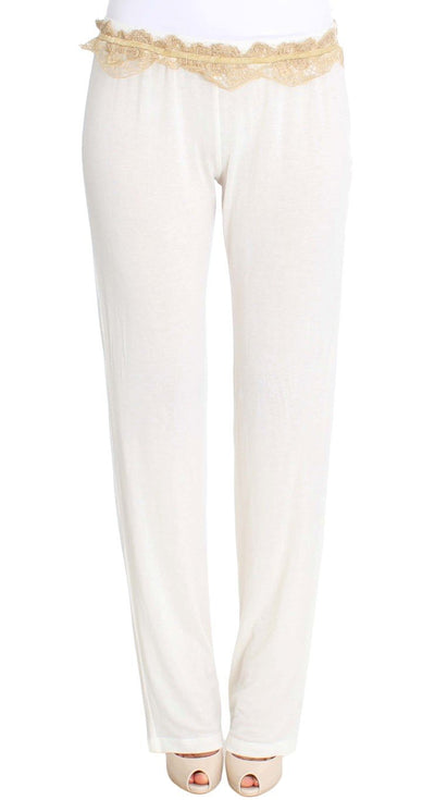 White Lace Detailed Casual Pants