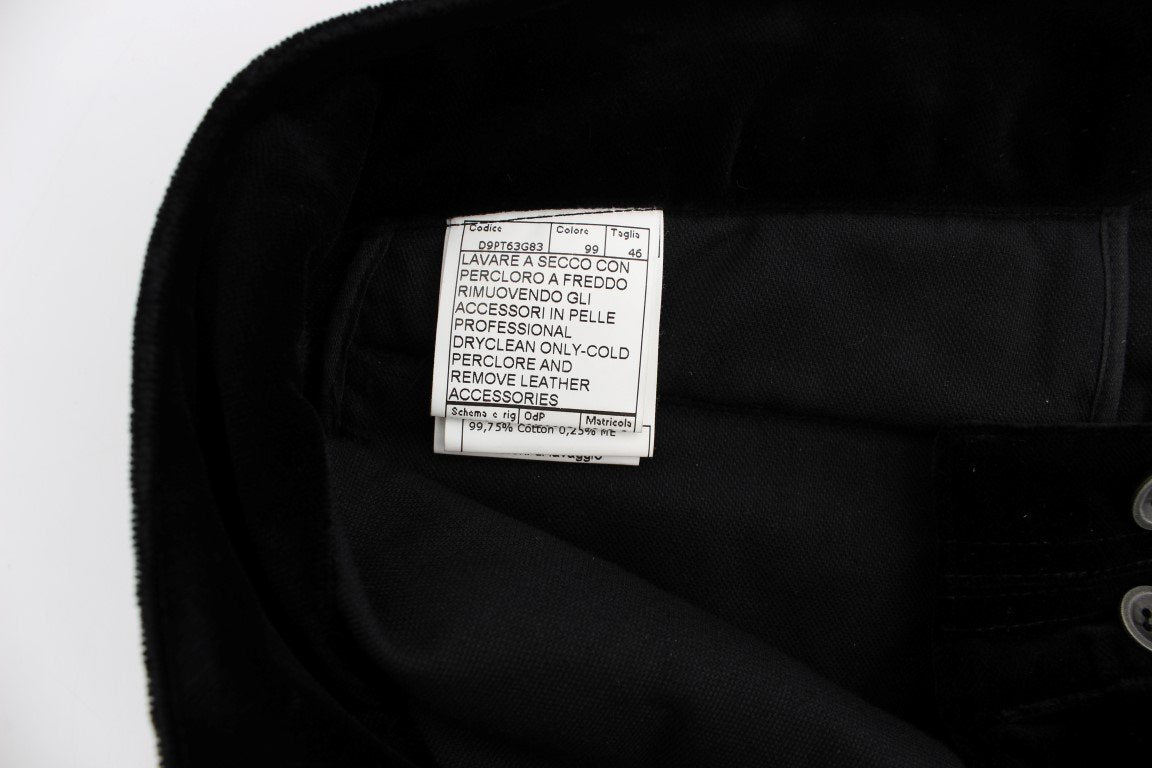 Black Cotton Blend Loose Fit Cargo Pants