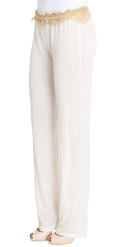 White Lace Detailed Casual Pants