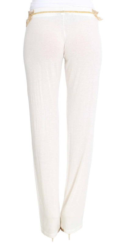 White Lace Detailed Casual Pants