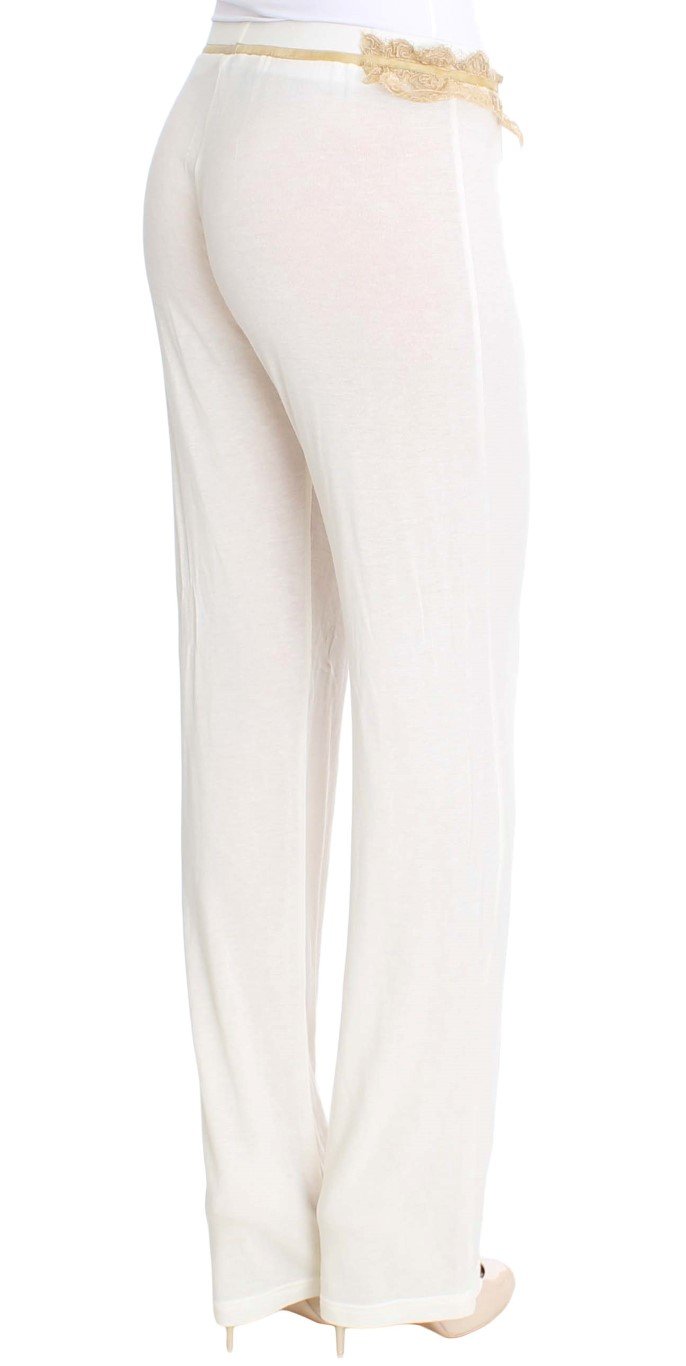 White Lace Detailed Casual Pants