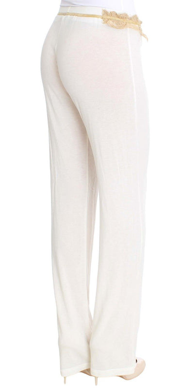 White Lace Detailed Casual Pants