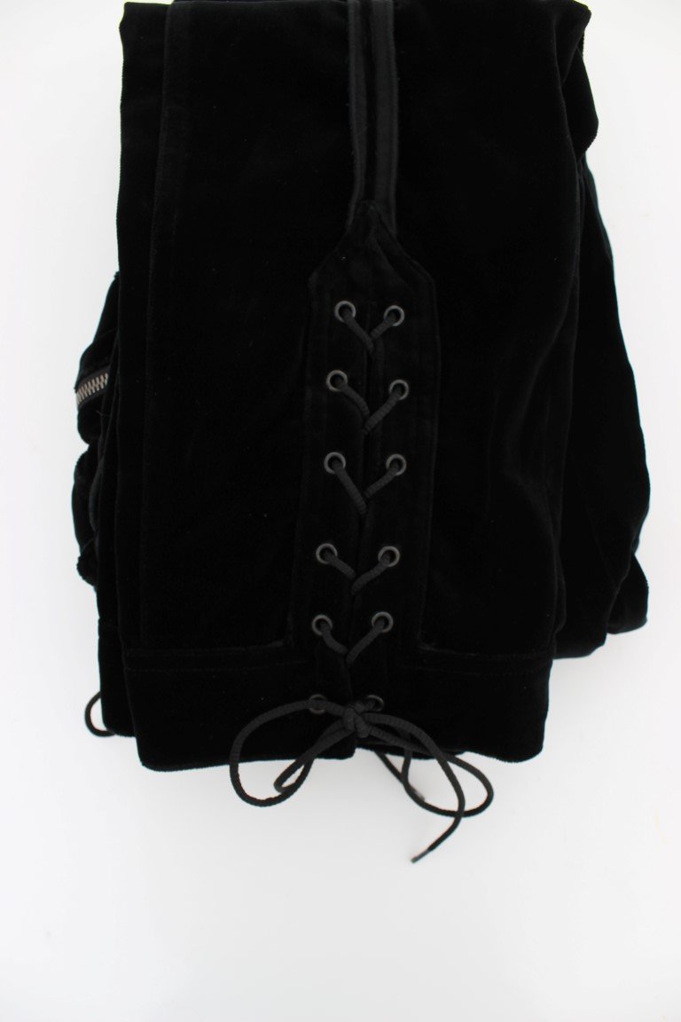 Black Cotton Blend Loose Fit Cargo Pants