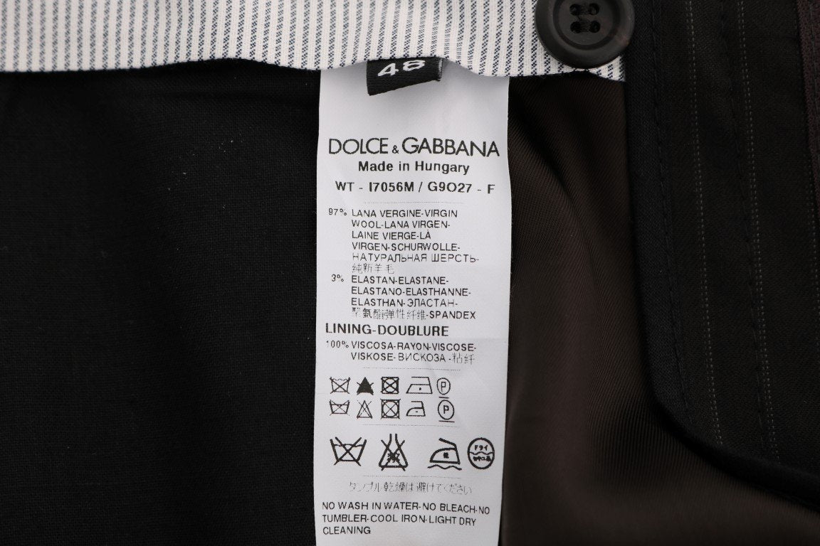 Black Striped Wool Stretch Formal Pants