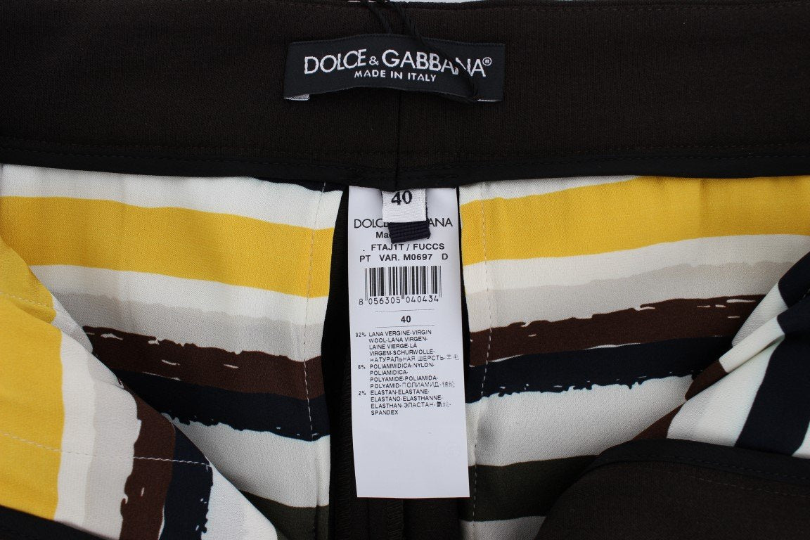 Brown Wool Stretch Slim Fit Pants