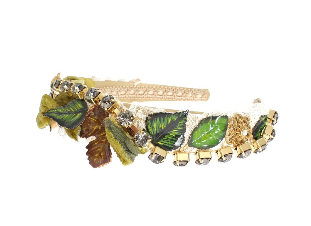 Multicolor Silk Floral Crystal Runway Headband Hair Diadem