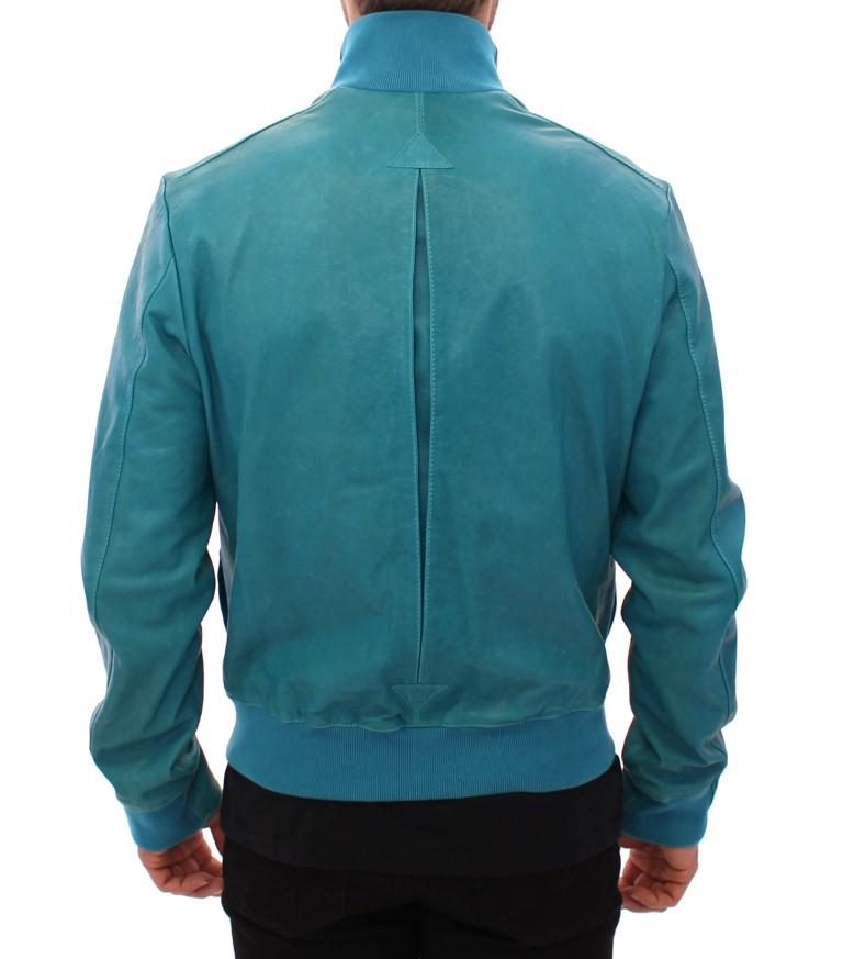 Blue leather jacket