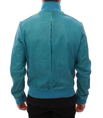 Blue leather jacket