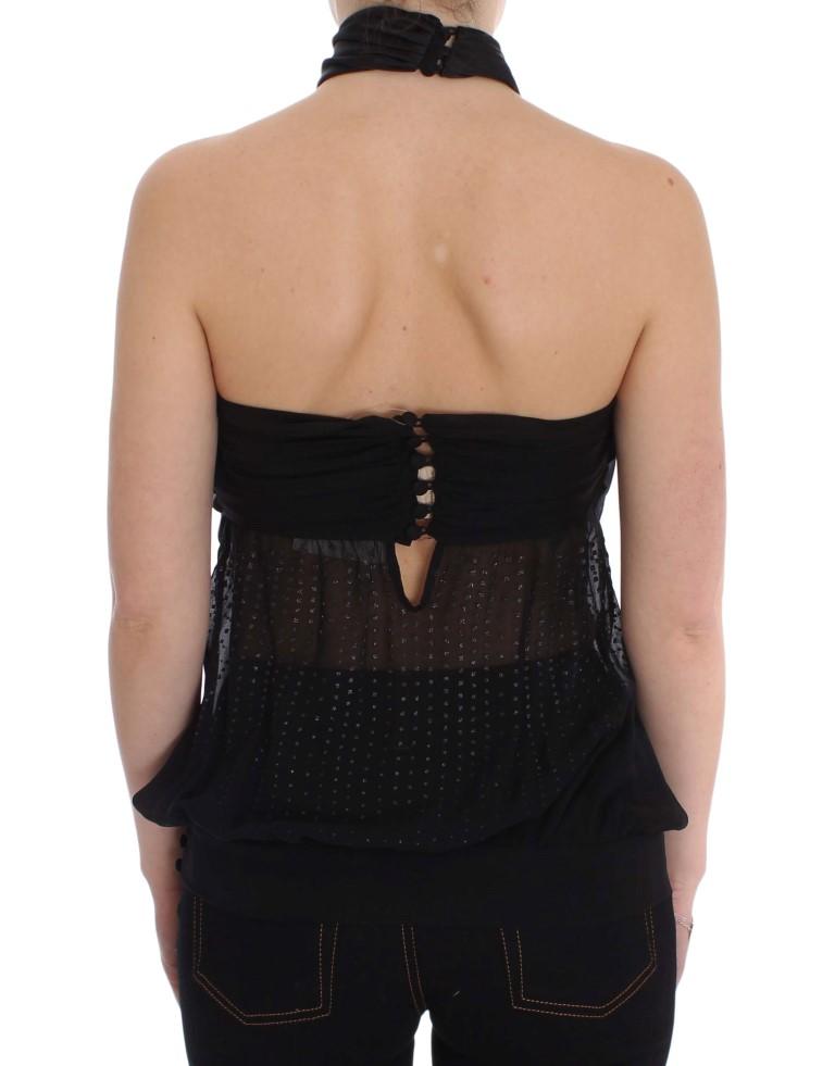 Black Neck Wrap Top Blouse