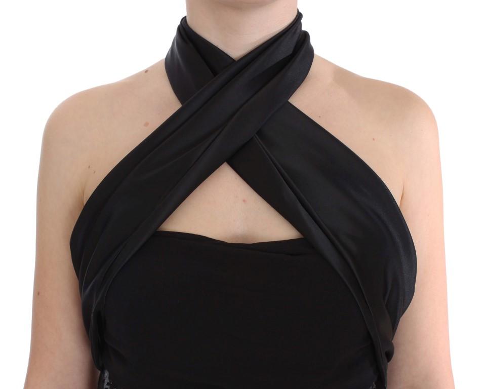 Black Neck Wrap Top Blouse