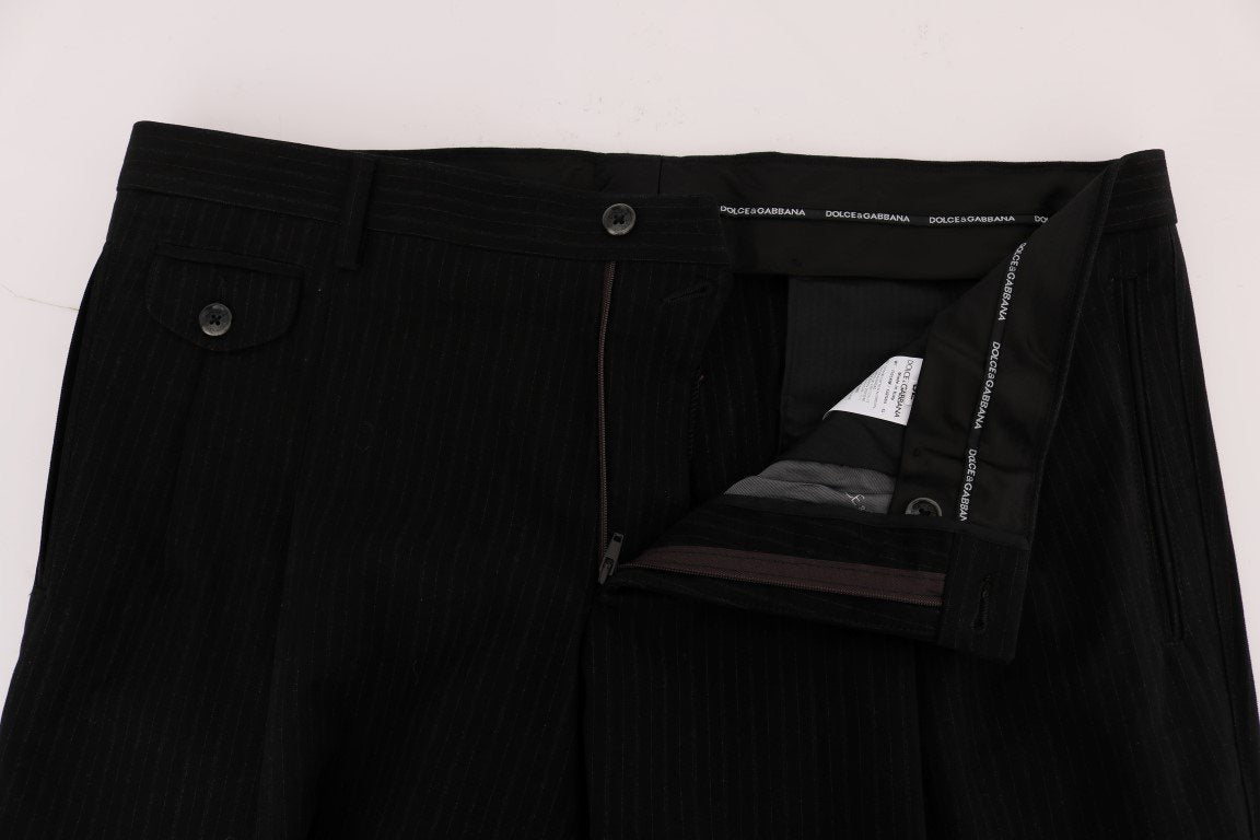 Brown Striped Cotton Dress Formal Pants