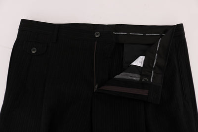 Brown Striped Cotton Dress Formal Pants