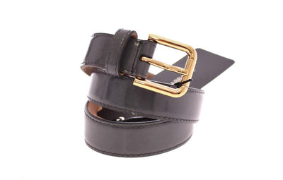 Gray Leather Logo Belt