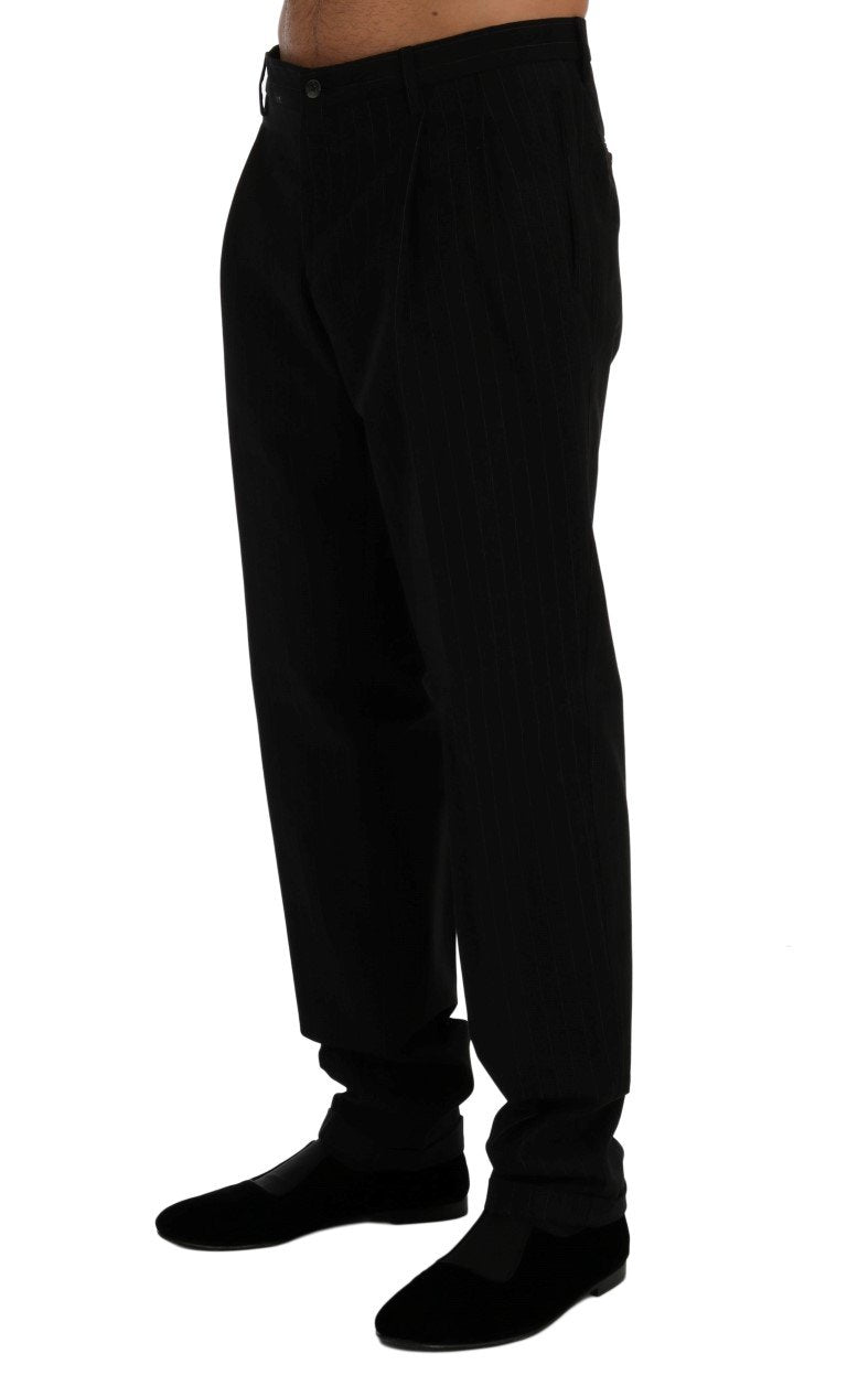 Black Striped Cotton Dress Formal Pants