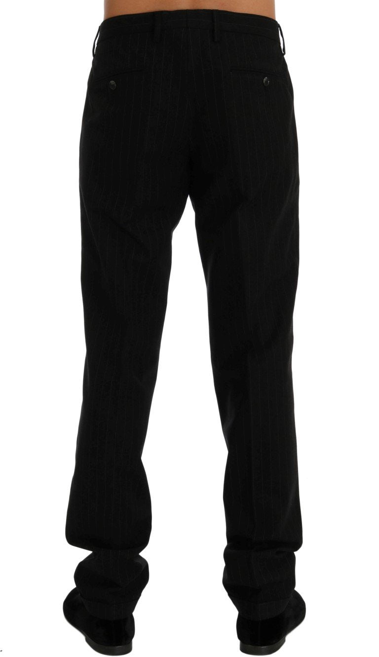 Black Striped Cotton Dress Formal Pants