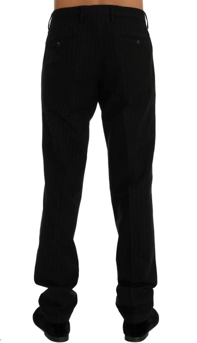 Black Striped Cotton Dress Formal Pants