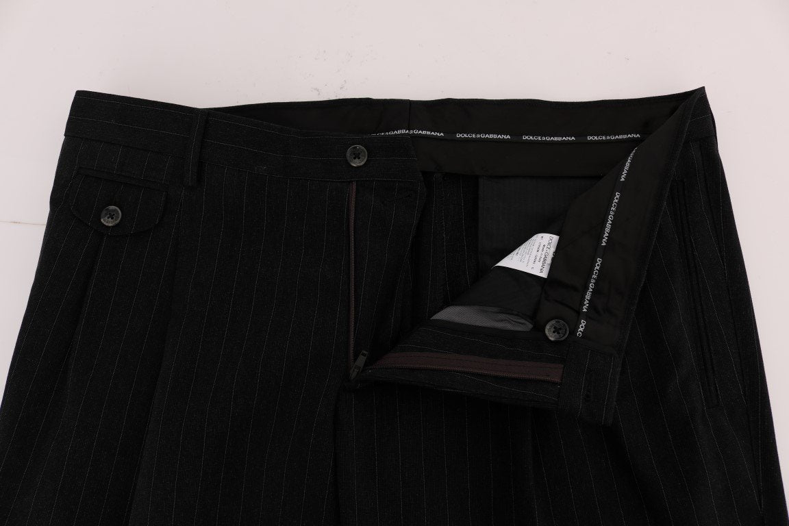 Black Striped Cotton Dress Formal Pants