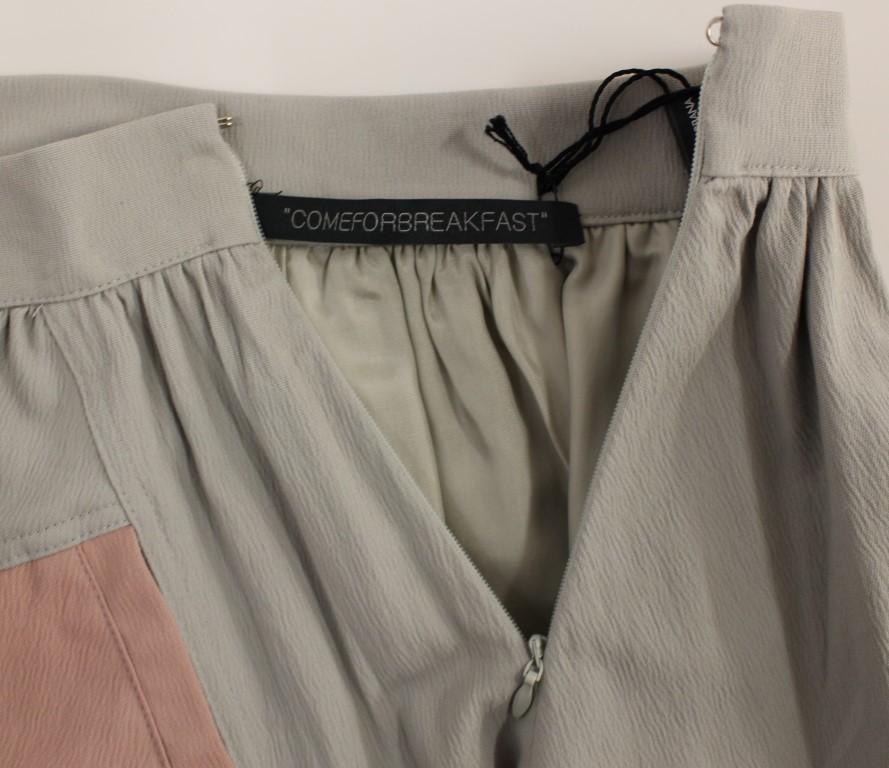 Pink Gray Mini Short Pleated Skirt