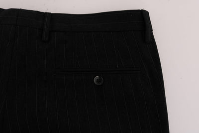 Black Striped Cotton Dress Formal Pants