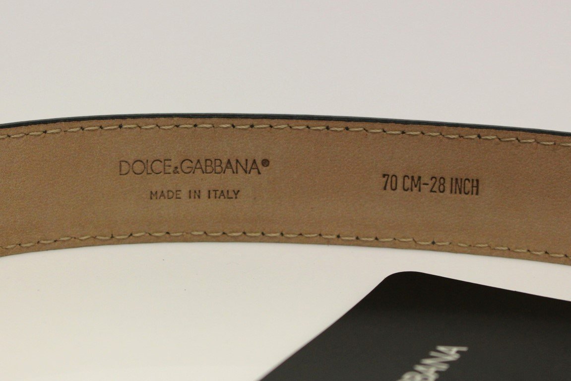 Gray Leather Logo Belt