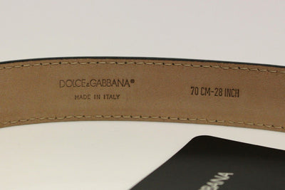 Gray Leather Logo Belt