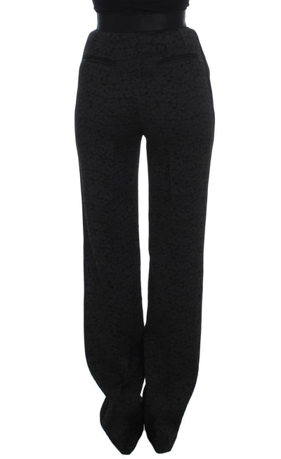 Black Brocade High Waist Pants