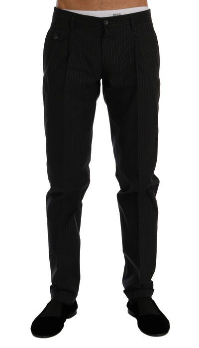 Black Striped Cotton Dress Formal Pants