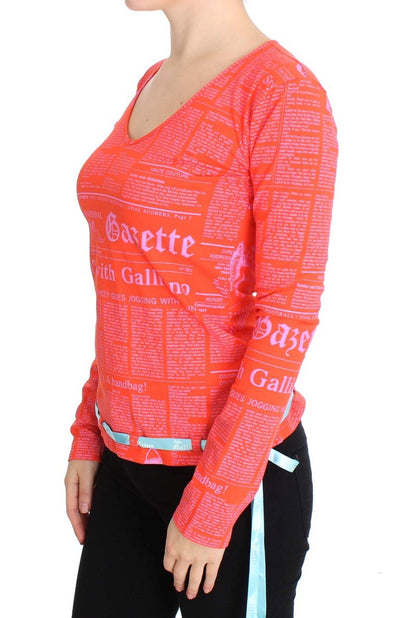 Orange Cotton Stretch Motive Sweater