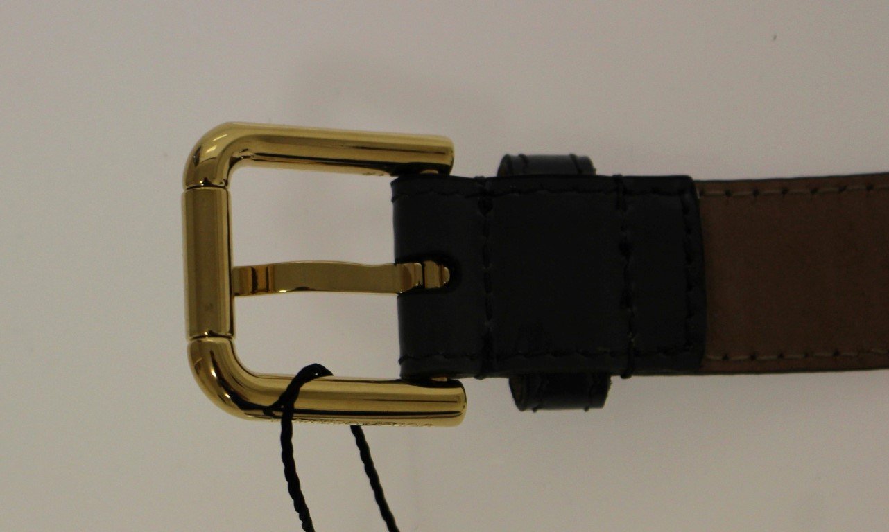 Gray Leather Logo Belt