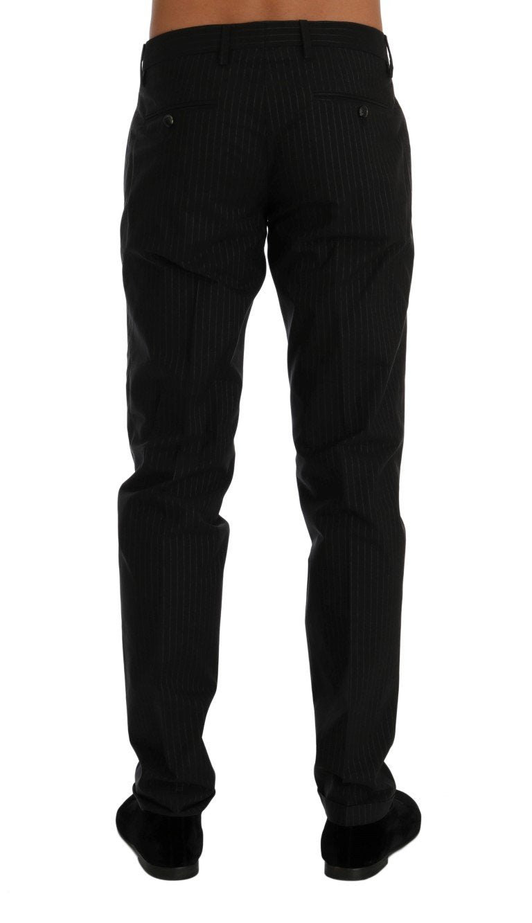 Black Striped Cotton Dress Formal Pants