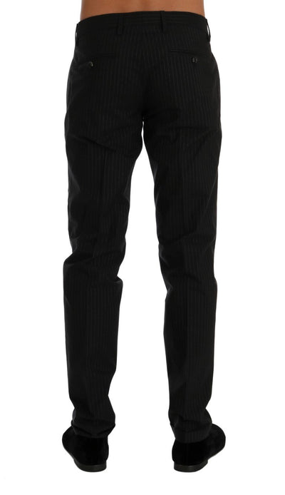 Black Striped Cotton Dress Formal Pants