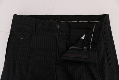Black Striped Cotton Dress Formal Pants