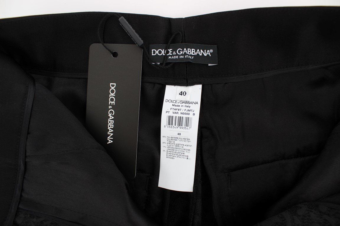 Black Brocade High Waist Pants