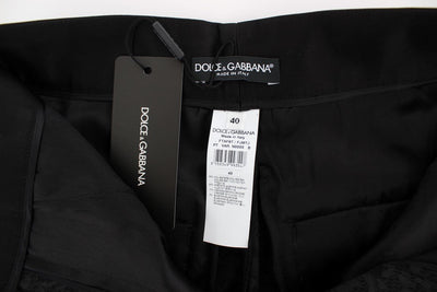 Black Brocade High Waist Pants