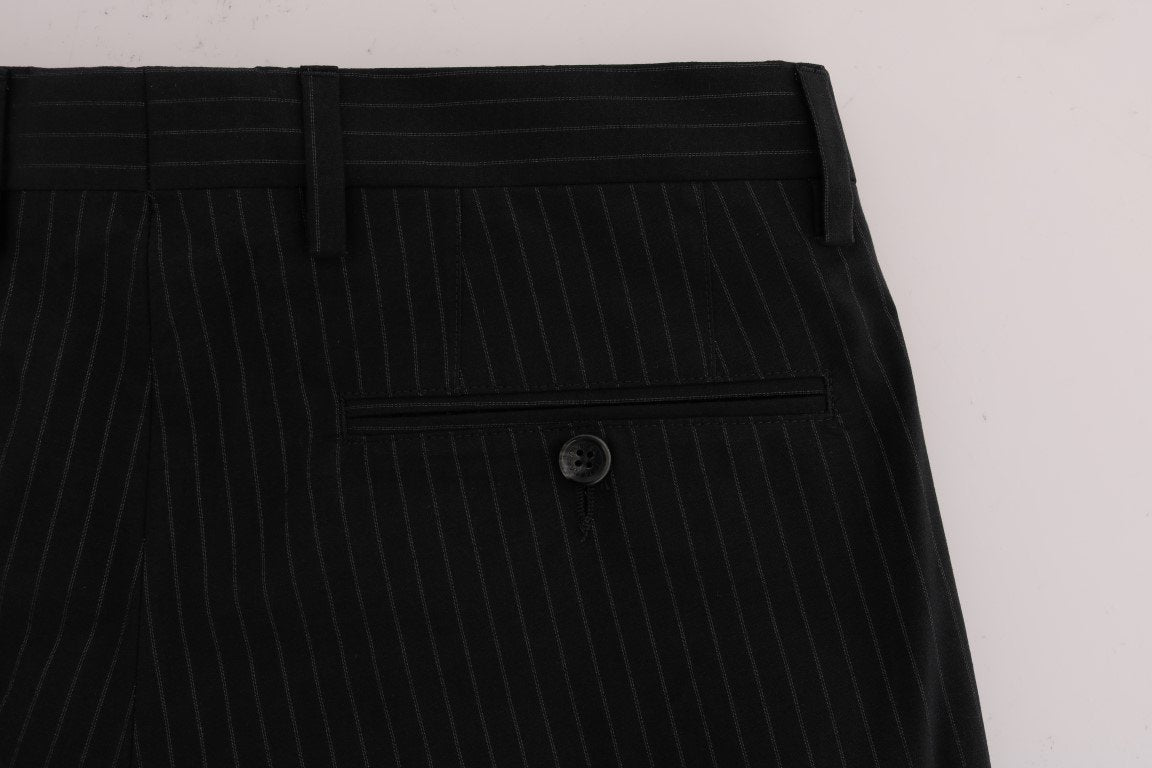 Black Striped Cotton Dress Formal Pants