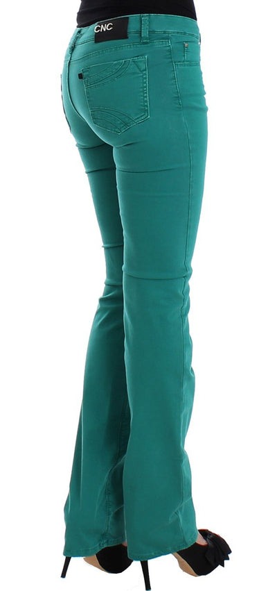 Green straight leg jeans