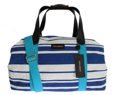 Striped linen boston bag