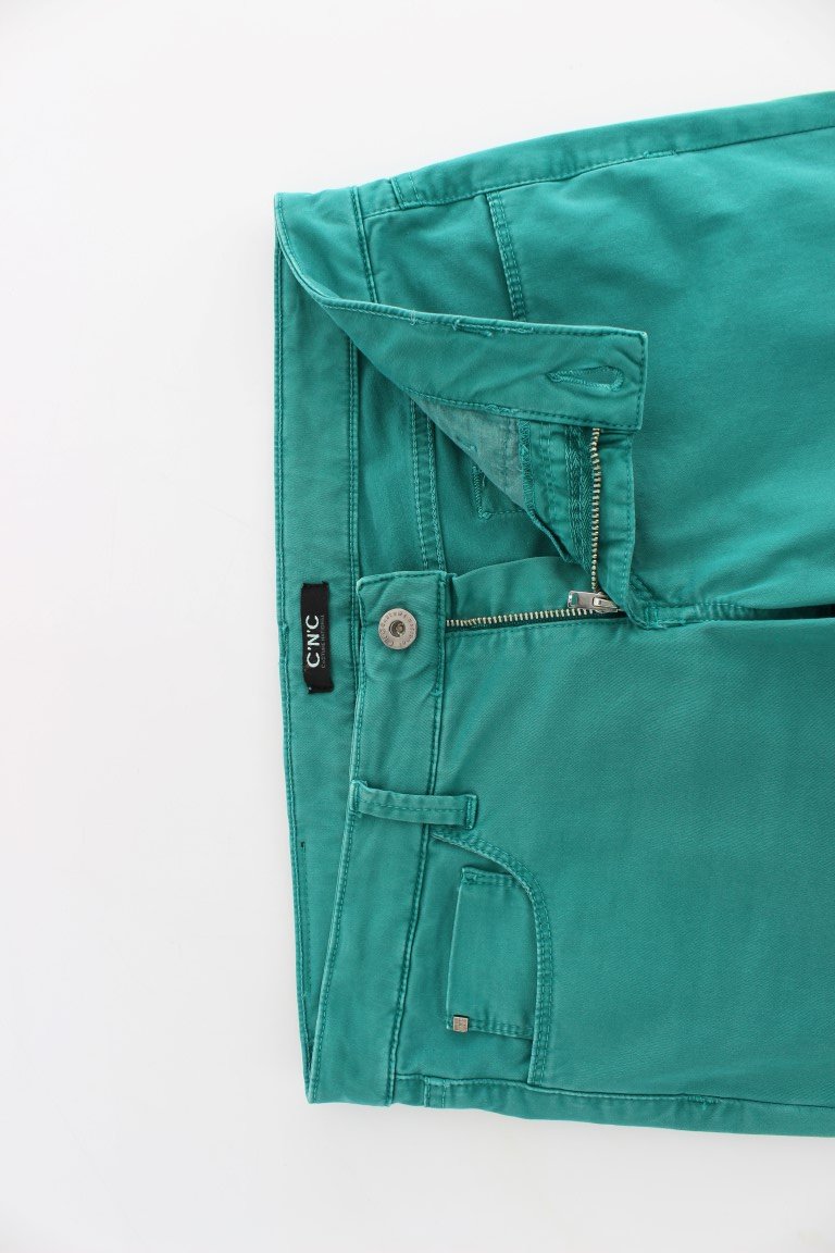 Green straight leg jeans
