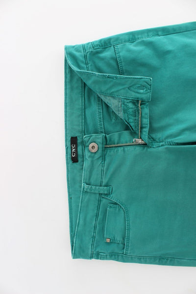 Green straight leg jeans