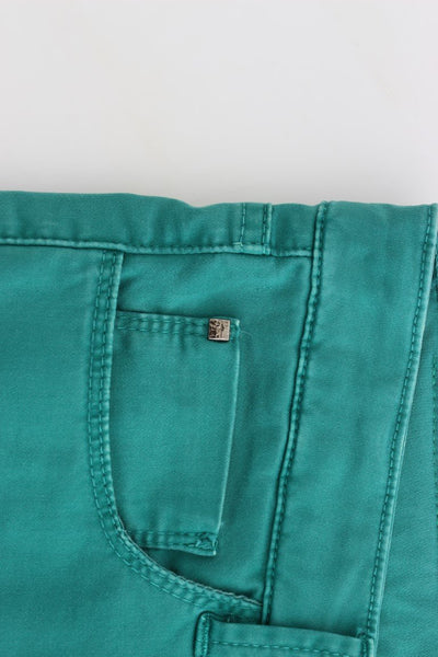 Green straight leg jeans