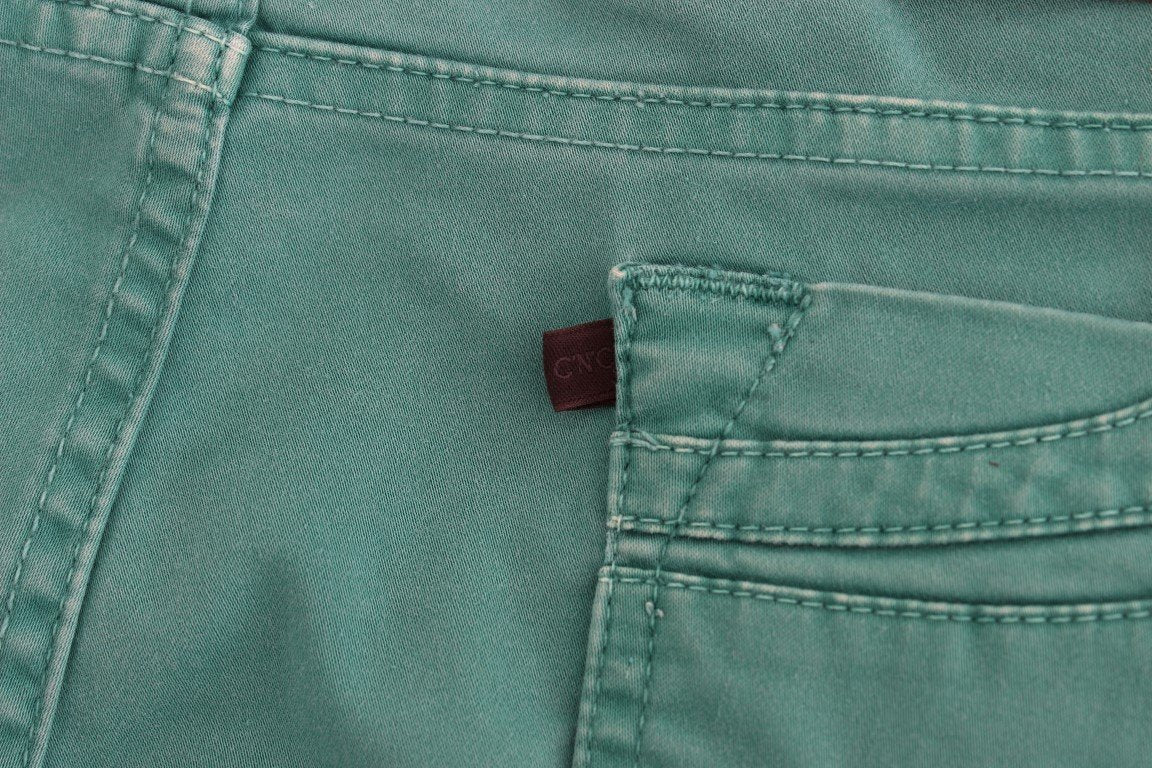 Green straight leg jeans