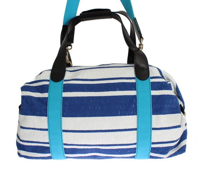 Striped linen boston bag
