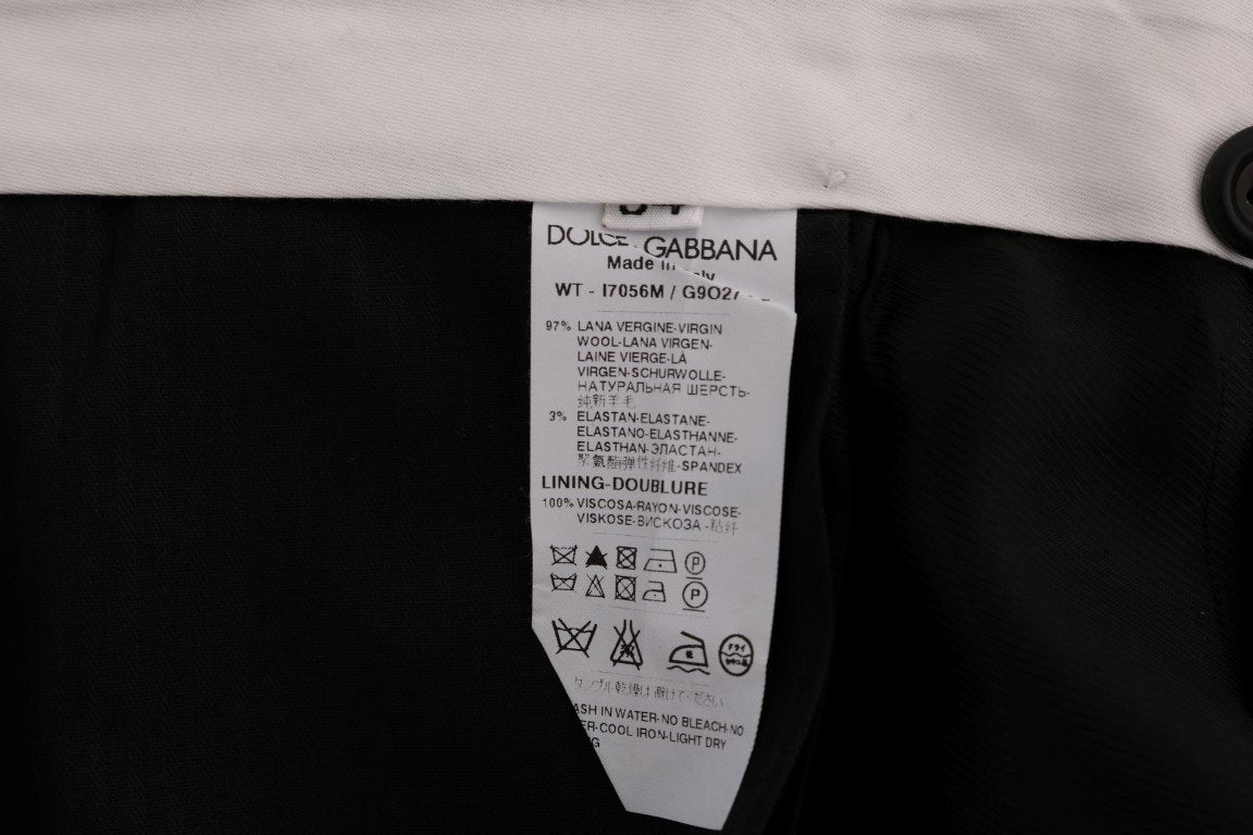 Gray Striped Wool Stretch Formal Pants