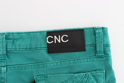 Green straight leg jeans