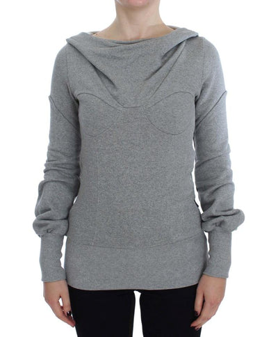 Gray Cotton Top Pullover Hooded Sweater
