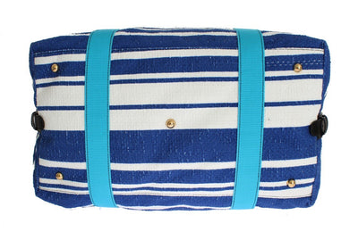 Striped linen boston bag