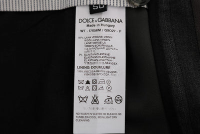 Gray Striped Wool Stretch Formal Pants