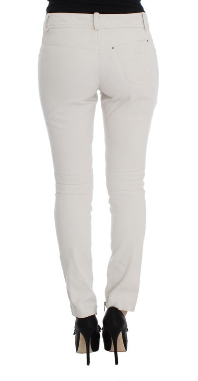 Beige Cotton Slim Fit Denim Jeans