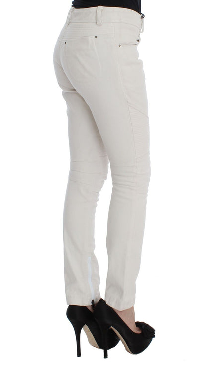 Beige Cotton Slim Fit Denim Jeans