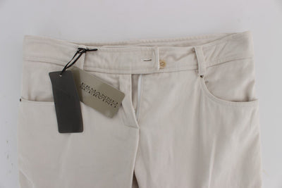 Beige Cotton Slim Fit Denim Jeans